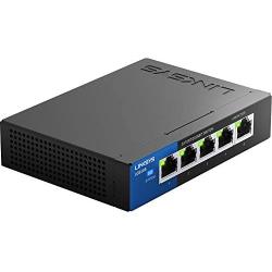 Linksys LGS105 Business 5-Port Desktop Gigabit Ethernet Network Unmanaged Switch I Metal Enclosure,Black/Blue