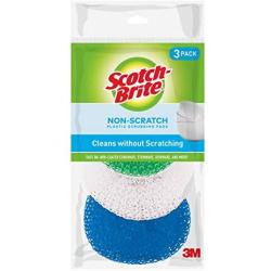 Scotch-Brite Non-Scratch Plastic Scrubbing Pads, 3 Scrubbing Pads, Cleans Dishes Without Scratching