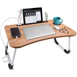 Slendor Laptop Desk Foldable Bed Desk Table Tray Collapsible Standing Desk Foldable Legs and Cup Slot for Eating Reading Book Watching Movie on Bed Couch Sofa Floor Tatami