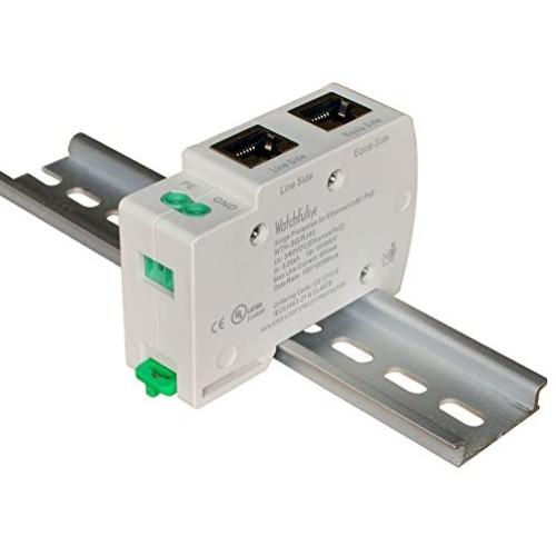 WatchfulEyE WTH-SG/RJ45-E DIN-Rail Mounted Gigabit Ethernet PoE Surge Protector Full GDT 1-2 3-6 TVS Surge Protection