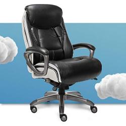 Serta 44942 Executive Office Chair with Smart Layers Technology | Leather and Mesh Ergonomic with Contoured Lumbar and ComfortCoils | Black & White