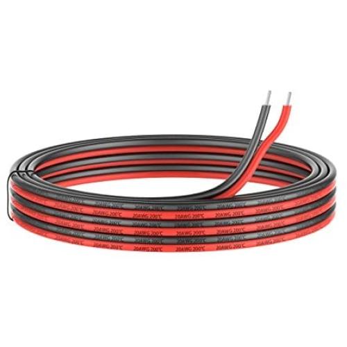 20 Gauge Electrical Wire 2 Conductor Parallel Silicone Wire 200ft [Black 100ft Red 100ft] 20 awg 200 Deg C 600V Flexible Extension Cable Cord Stranded Tinned Copper Wire Hookup Lead Wire