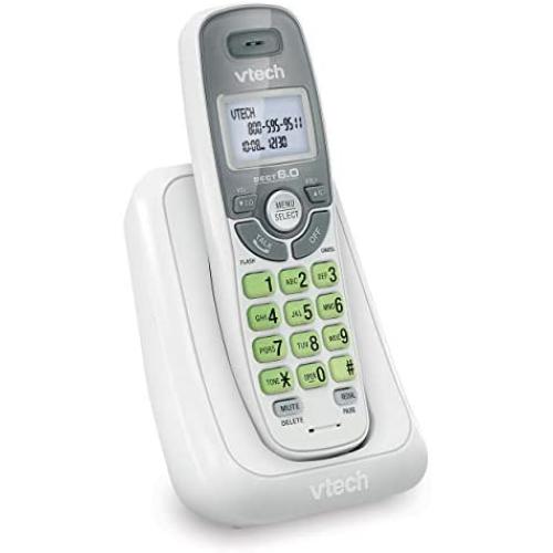 VTech CS6114 DECT 6.0 Cordless Phone with Caller ID/Call Waiting, White/Grey with 1 Handset