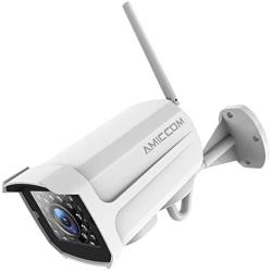 Security Camera Outdoor, 1080P WiFi Camera Surveillance Cameras, IP Camera with Two-Way Audio, IP66 Waterproof, Night Vision, Motion Detection, Activity Alert, Deterrent Alarm - iOS, Android