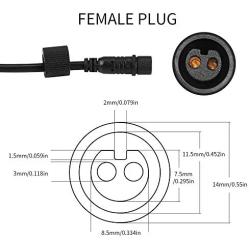 Outdoor LED Solar Flood Street Security Light 2 Pin Plug Power Connection Extension Cord Cable Waterproof 16.4Ft Used for YQL Lighting 60W 100W Solar Panel Powered (1 Pack)