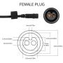 Outdoor LED Solar Flood Street Security Light 2 Pin Plug Power Connection Extension Cord Cable Waterproof 16.4Ft Used for YQL Lighting 60W 100W Solar Panel Powered (1 Pack)