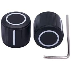 Taiss / 2pcs Black Aluminum Rotary Electronic Control Potentiometer Knob For 6 mm Diameter Shaft, Volume Control Knob, Audio knob, Guitar Knob，Switch Knob, 19mm dia. x 17mm height Knob-1