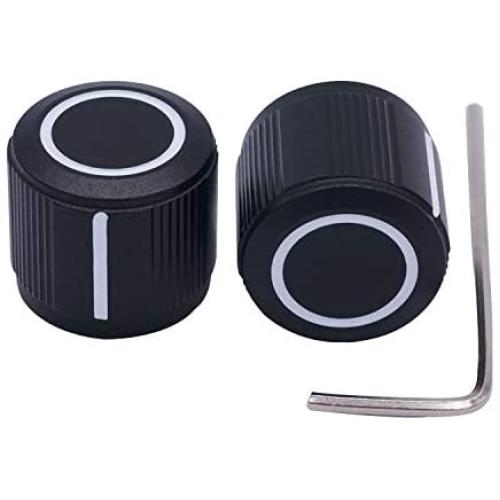 Taiss / 2pcs Black Aluminum Rotary Electronic Control Potentiometer Knob For 6 mm Diameter Shaft, Volume Control Knob, Audio knob, Guitar Knob，Switch Knob, 19mm dia. x 17mm height Knob-1