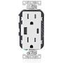 Leviton T5633-W 15-Amp Type-C USB Charger/Tamper Resistant Receptacle, 1-Pack, White