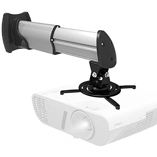 Duronic Projector Mount PB10XM (Silver) | Extendable Telescopic Bracket Arm Fixing for Wall | 33lbs Capacity | Universal | Heavy Duty | Fittings Included | Rotate 360 °, Swivel 180 °, Tilt 60°