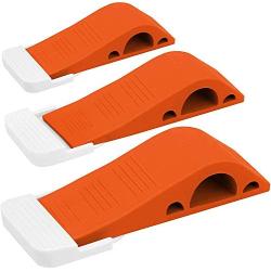 Wundermax Door Stopper Rubber Door Stop Wedge Security Door Stops with Door Holder Rubber Door Stoppers Works On All Floor Types and Carpet Heavy Duty Door Jam (3 Pack Orange)