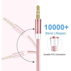 3.5mm Audio Cable, CableCreation 3.5mm Male to Male Auxiliary Stereo Cable Compatible with Car, Headphones, Tablets, iPhone, Microsoft Surface Dock, Priva III & More, [1.5 ft / 0.4M ] Rose Gold