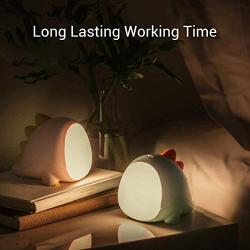 Cute Dinosaur Night Light for Kids, Anti-Blue light LED Night Light Gift for Baby, Breastfeeding, Diaper Changing, Bedroom, Rechargeable Dimmable (Warm & Cold) Portable Nursery Night Lamp Timer(Green)