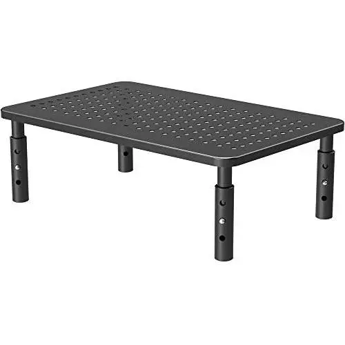 PUTORSEN Monitor Stand Riser with Vented Metal 3 Height Adjustable Monitor Stand for Computer, Laptop, iMac, PC, Printer, Desktop Ergonomic Monitor Riser Stand with Non-Skid Rubber