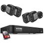 ZOSI 2K 5MP Home Security Camera System Outdoor Indoor, H.265+ CCTV DVR Recorder with Hard Drive 1TB and 4 x 2K(5MP) Surveillance Bullet Camera with PIR Motion Sensor (Heat and Motion), Remote Access