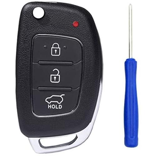 3 Buttons Keyless Entry Remote Shell Case for Hyundai Santa Fe Sonata Replacement Flip Folding Smart Car Key Fob Repair with Uncut Blade