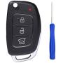 3 Buttons Keyless Entry Remote Shell Case for Hyundai Santa Fe Sonata Replacement Flip Folding Smart Car Key Fob Repair with Uncut Blade