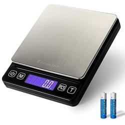 KitchenTour Digital Kitchen Scale - 3000g/0.1g High Accuracy Precision Multifunction Food Meat Scale with Back-Lit LCD Display(Batteries Included)