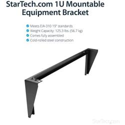 StarTech.com 1U Wall Mount Patch Panel Bracket – 19 in – Steel - Vertical Mounting Bracket for Networking and Data Equipment (RK119WALLV),Black