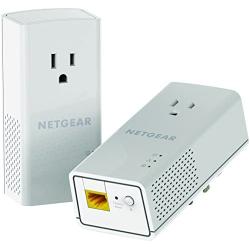 NETGEAR PowerLINE 1200 Mbps, 1 Gigabit Port with Pass-Through, Extra Outlet (PLP1200-100PAS),Pale Gray
