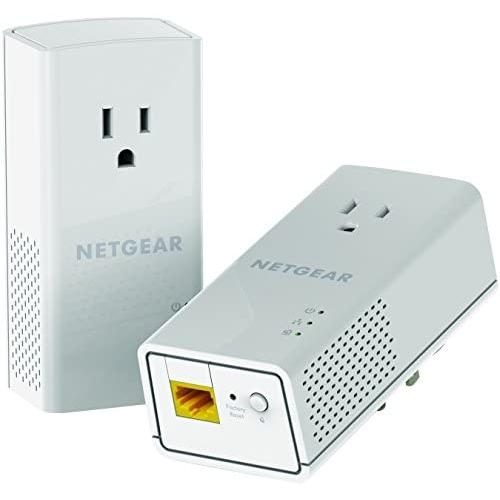 NETGEAR PowerLINE 1200 Mbps, 1 Gigabit Port with Pass-Through, Extra Outlet (PLP1200-100PAS),Pale Gray