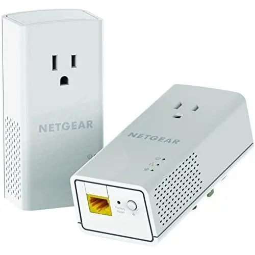 NETGEAR PowerLINE 1200 Mbps, 1 Gigabit Port with Pass-Through, Extra Outlet (PLP1200-100PAS),Pale Gray