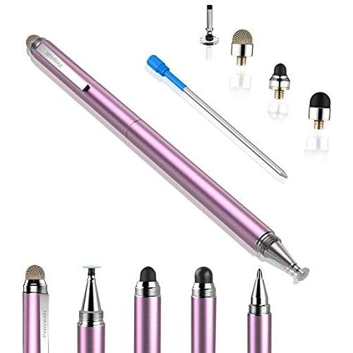 Stylus for iPad - Penyeah [4-in-1] High Sensitivity and Precision Touch Screen Stylus Disc Tip,Black Rubber Tip & Mesh Fiber Tip Universal for All Capacitive Touch Screen Device - Pinky Gold