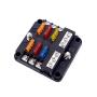 6-Way Fuse Block with Ground, 6 Circuit ATC/ATO Fuse Box Holder with Negative Bus, Protection Cover & LED Light Indication, Bolt Terminals, 70 pcs Stick Label, for Auto Marine, Boat, with 12 pcs Fuse