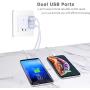 Quick Charging 3.0 Wall Charger, Pofesun 2-Pack 30W Fast 3.0 Charger Dual Ports Adaptive Fast Charging Power Adapter Compatible with Wireless Charger iPhone,iPad,Samsung Galaxy,Tablet-Black,White