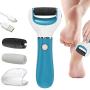 BOMPOW Foot Scrubber Electric Callus Remover Rechargeable Foot File Hard Skin Remover Pedicure Tools Electronic Callus kit for Cracked Heels and Dead Skin with 2 Roller Heads, Blue