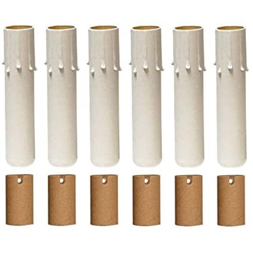 Royal Designs 4 Inch Candle Drip Sleeves Chandelier Socket Covers with Paper Insulation, White, Set of 6
