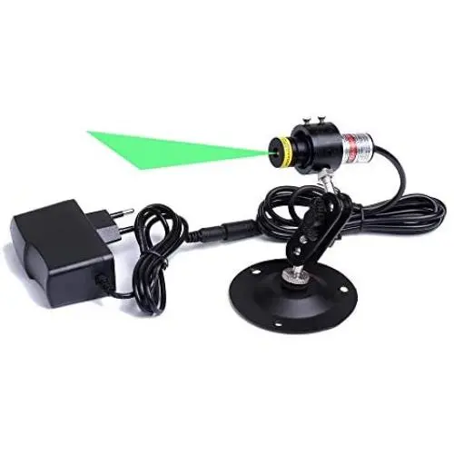 MXTLASER 520-80 Φ18x65mm Glass Lens Focusable Direct Green Laser Line Module for Clothes Cutting/Wood Cutting/Mechanical Positioning (Laser Module + Adapter + Holder)