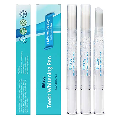 Blitzby Teeth Whitening Pen 3pcs, Upgraded Formula, 50 Plus Uses Effective, Painless, No Sensitivity, Travel-Friendly, Easy To Use, Beautiful White Smile (3 PCS)
