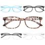 NOVIVON 5-Pack Blue Light Blocking Reading Glasses, Fashion Square Nerd Readers for Men/Women Anti UV Ray Computer Eyeglasses