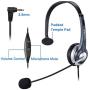 Callez 2.5mm Cordless Phone Headset Mono, Hands-Free Telephone Headset With Noise Canceling Mic For DECT AT&T ML17929 Vtech Panasonic KX-T7630 KX-T7633 Uniden RCA Cisco Call Center Home Office(C300D1)