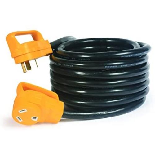Camco (55191) 25 PowerGrip Heavy-Duty Outdoor 30-Amp Extension Cord for RV and Auto | Allows for Additional Length to Reach Distant Power Outlets | Built to Last