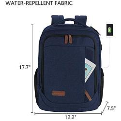 KROSER Laptop Backpack Large Computer Backpack Fits up to 15.6 Inch Laptop with USB Charging Port Water-Repellent School Travel Backpack Casual Daypack for Business/College/Women/Men-Dark Blue