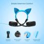 [Upgrade] iClever HS01 Kids Headphones with Mic, Cat Ear Hello Kitty Headphones for Kids Boys Girls, Adjustable 85/94dB Volume Limit, Childrens Headphones for School/Tablet, Blue