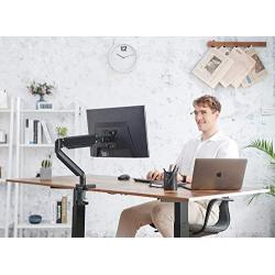 EleTab Single Monitor Desk Mount Stand - Articulating Full Motion Swivel Gas Spring Monitor VESA Arm Fits for Computer Monitor 17 to 32 inches, Holds up to 17.6 lbs
