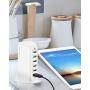 Aduro 40W 6-Port USB Desktop Charging Station Hub Wall Charger for iPhone iPad Tablets Smartphones with Smart Flow (Solid White)