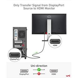 DisplayPort to HDMI Adapter, uni DP to HDMI Adapter (4K UHD ) Uni-Directional Display Port to HDMI Converter Compatible for Lenovo, HP, DELL, GPU, AMD, NVIDIA and More