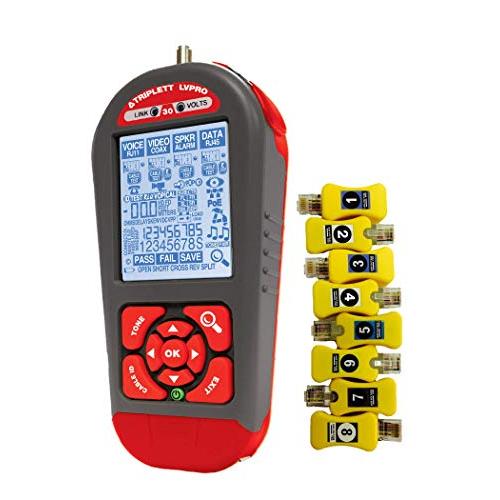 Triplett LVRPO30SR Network Cable Tester/Verifier with 12 Tester Apps and 8 RJ45 Smart Remotes - COAX, CAT5/5e/6/6a/7, Shielded/Unshielded