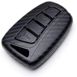 TANGSEN Smart Key Fob Case for HYUNDAI AZERA EQUUS GENESIS SANTA FE SPORT 4 Button Keyless Entry Remote Personalized Protective Cover 3D Twill Weave Carbon Fiber Plastic Emboss