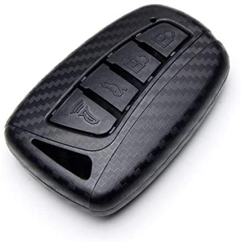 TANGSEN Smart Key Fob Case for HYUNDAI AZERA EQUUS GENESIS SANTA FE SPORT 4 Button Keyless Entry Remote Personalized Protective Cover 3D Twill Weave Carbon Fiber Plastic Emboss