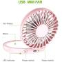 Cellet Dual Portable Mini Fan and Compact Mirror, 3 Speed Folding USB Rechargeable Cosmetic Beauty Mirror Cooling Fan- Pink