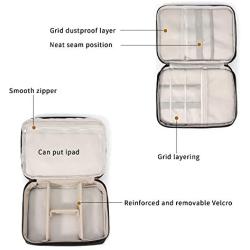Uzsoeey Electronics Accessories Travel Organizer Bag - Waterproof Portable Double Layer Cable Storage Bag for Charger, Phone, Mini Tablet, SD Card, Black