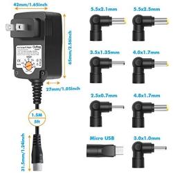 Outtag 15W Universal AC Adapter 3V 4.5V 5V 6V 7.5V 9V 12V Multi Voltage Switching Power Supply Replacement w/Multi-Tips for 3-12V Household Electronics Routers CCTV IP Cameras Smartphone Speakers