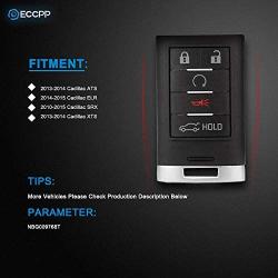 ECCPP Replacement fit for Uncut 315MHz Keyless Entry Remote Key Fob Cadillac SRX/ATS/ELR/XTS NBG009768T (Pack of 2)