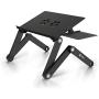 Laptop Table Stand Adjustable Riser: Portable with Mouse Pad Fully Ergonomic Mount Ultrabook MacBook Gaming Notebook Light Weight Aluminum Black Bed Tray Desk Book Fans Up to 17 inch