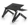 Laptop Table Stand Adjustable Riser: Portable with Mouse Pad Fully Ergonomic Mount Ultrabook MacBook Gaming Notebook Light Weight Aluminum Black Bed Tray Desk Book Fans Up to 17 inch